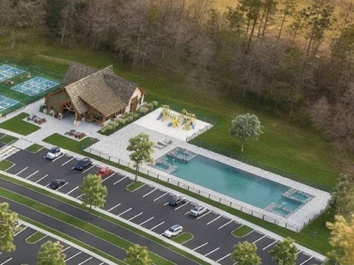 Artist's rendering: the planned pool terrace at Longleaf
