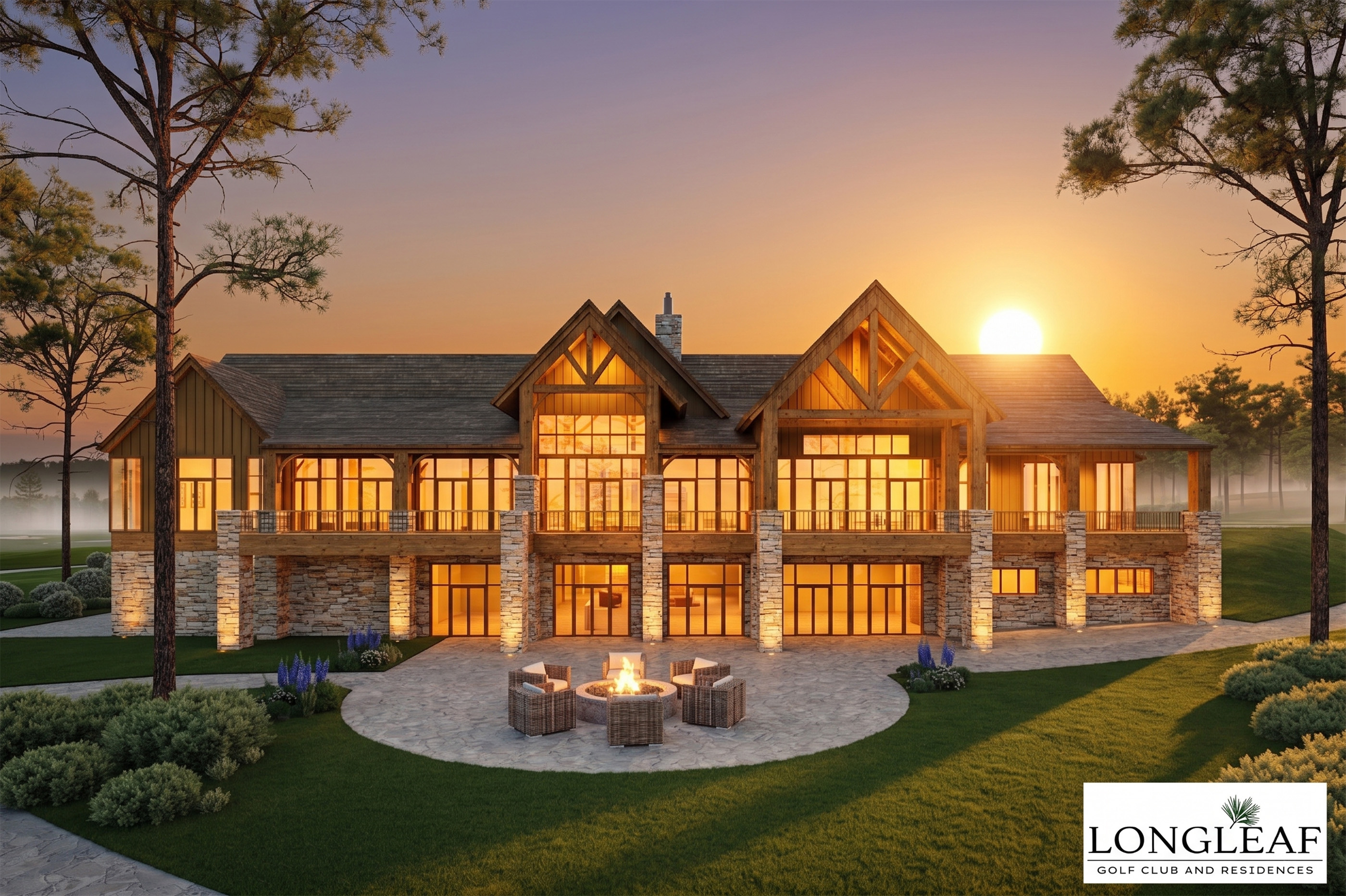 Artist's rendering: rear of the planned Longleaf clubhouse and terrace