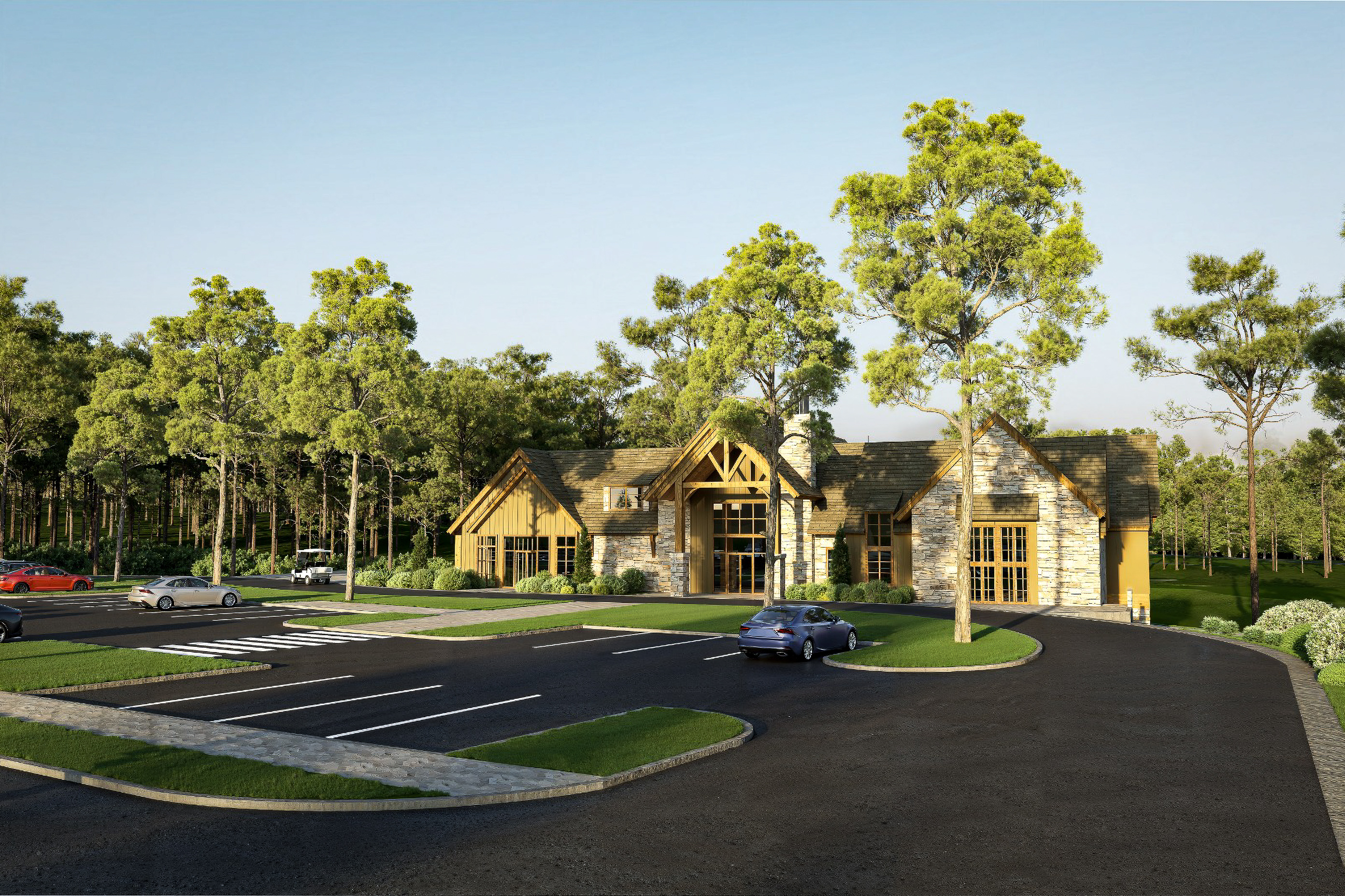 Artist's rendering: exterior study of the planned Longleaf clubhouse