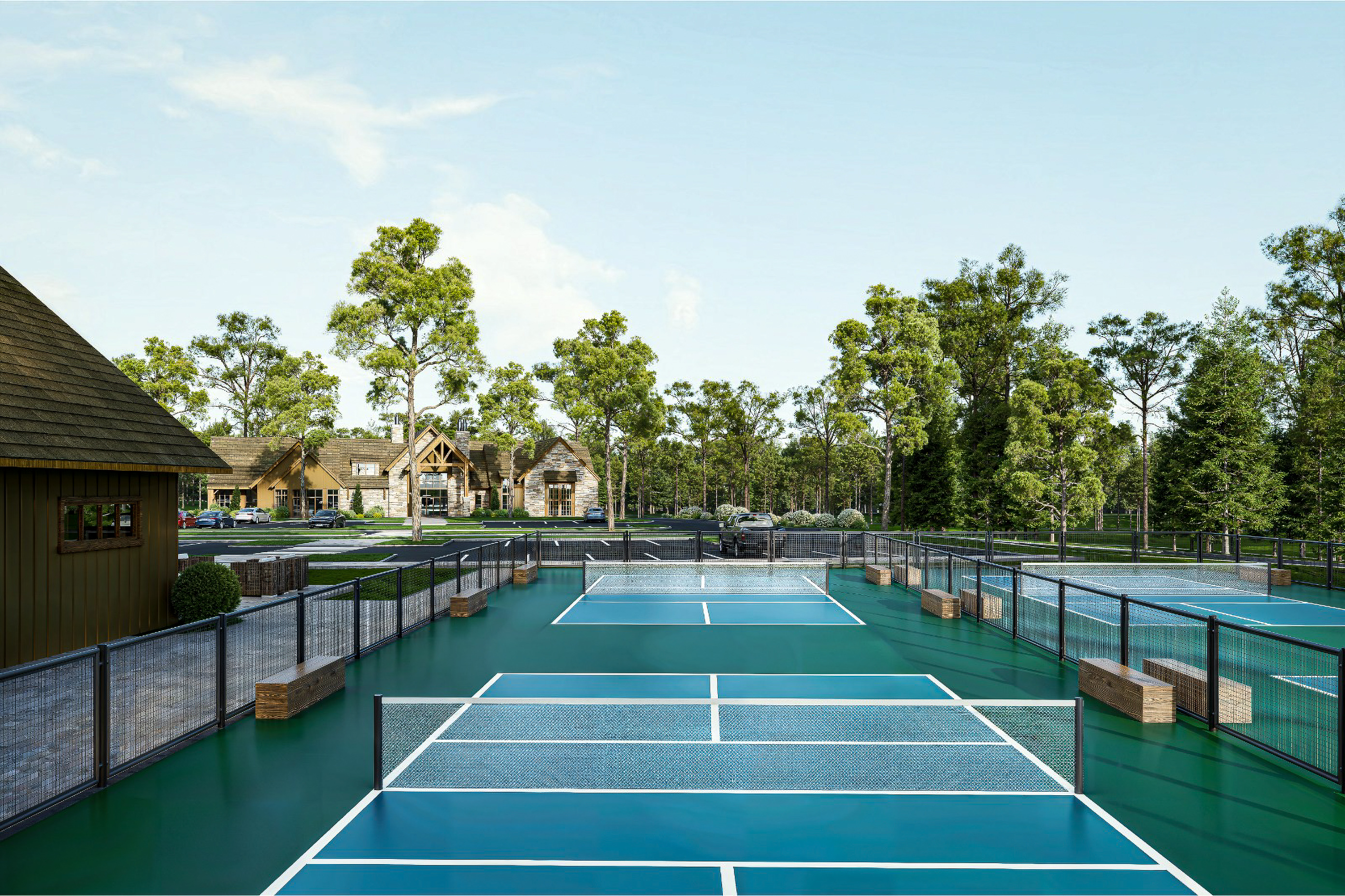 Artist's rendering: exterior study of the planned Longleaf clubhouse